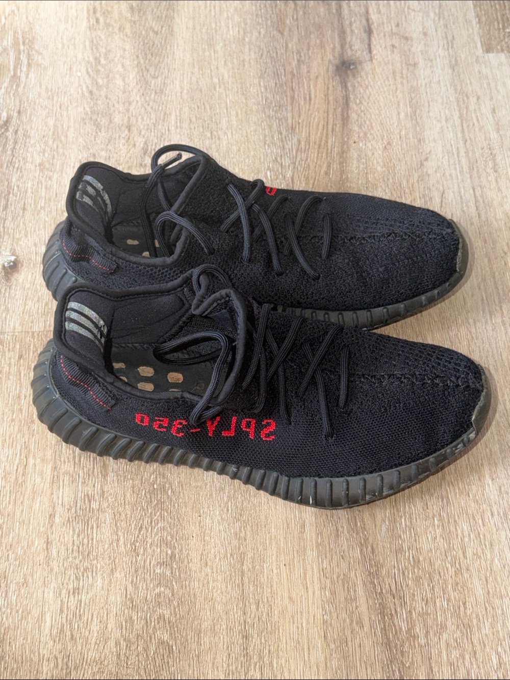 Yeezy Boost 350 V2 Black with Red Accent - Men's Sneakers